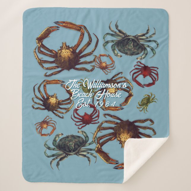 Couverture Sherpa Maison de plage des crabes Date de création person (Devant)