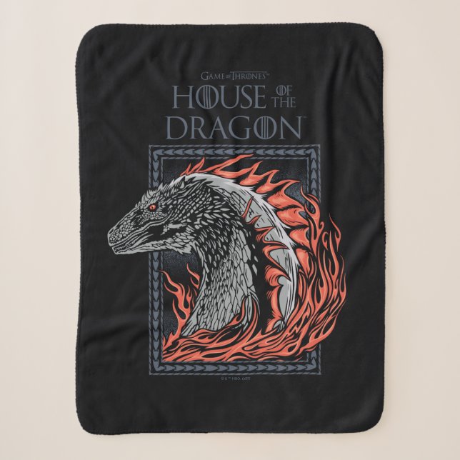 Couverture Sherpa MAISON DU DRAGON | Profil de dragon en flammes (Devant)