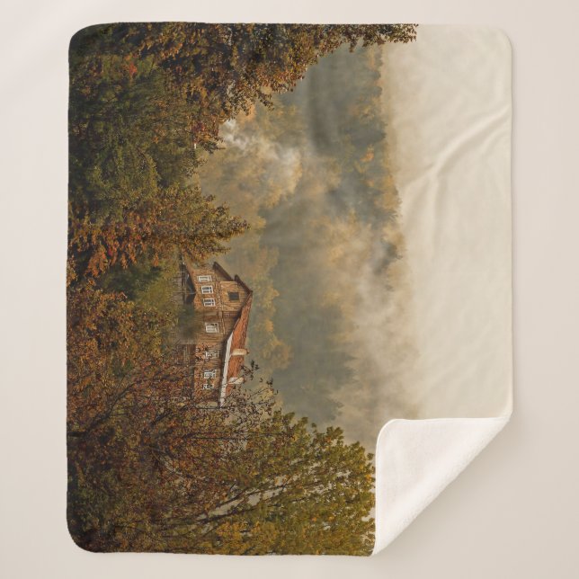 Couverture Sherpa Maison en bois de la forêt : Scène tranquille (Devant)