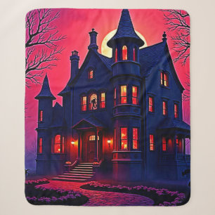 Couverture Sherpa Maison Haunted éffrayant à Dusk Design