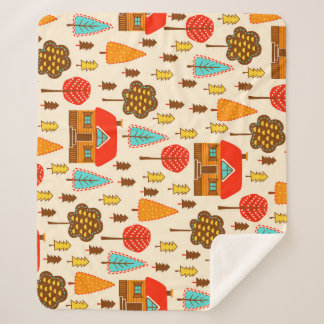 Couverture Sherpa Maisons Forest Vintage Motif sans couture