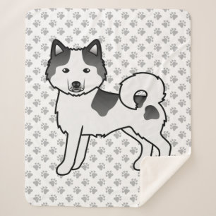 Couverture Sherpa Malamute d'Alaska pie noir mignon chien de dessin