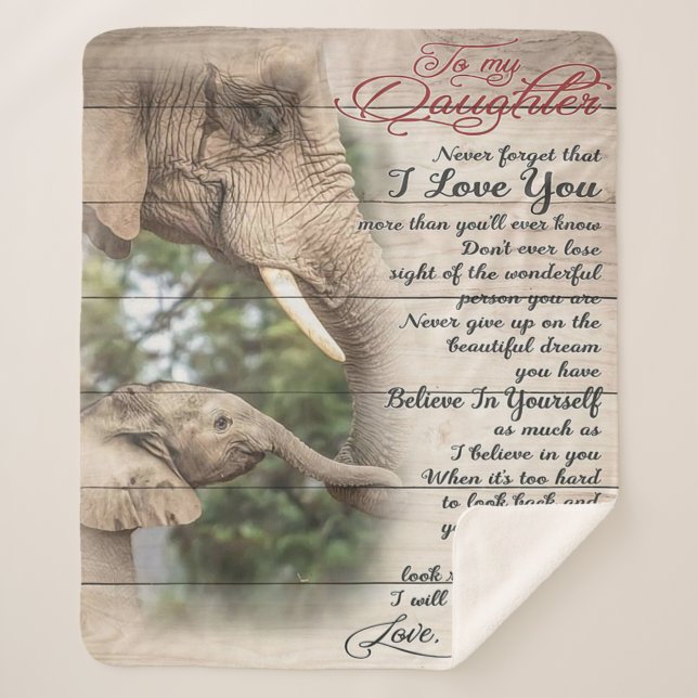 Couverture Sherpa Maman À Ma Fille Lettre, Fille Cadeau Anniversaire (Devant)