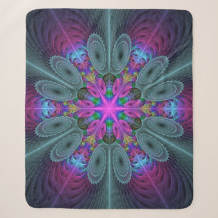 Couverture Sherpa Mandala coloré frappant art fractal kaléidoscope