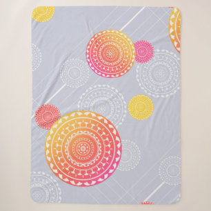 Couverture Sherpa Mandala vibré rose jaune aléatoire