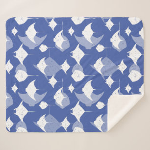 Couverture Sherpa Manta Rays, Stingrays, Bleu Cool Blanc Vie de la m
