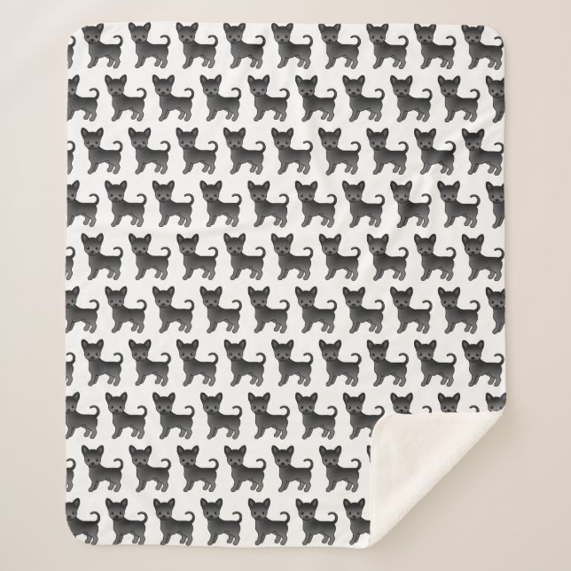 Couverture Sherpa Manteau noir lisse Chihuahua Motif de dessin animé (Devant)