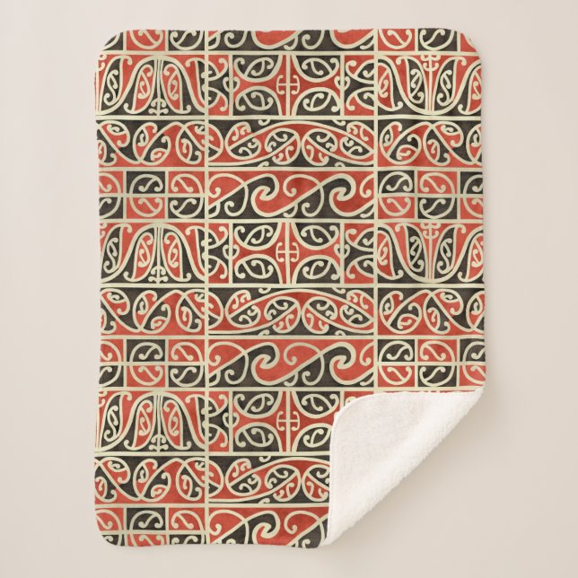 Couverture Sherpa Maori Tribal Kowhaiwhai Koru Motif néo-zélandais (Devant)