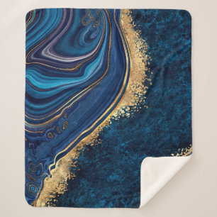 Couverture Sherpa marbre bleu arrière - plan abstrait agate granite 