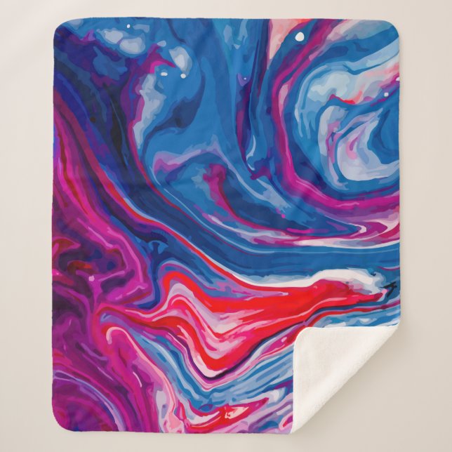 Couverture Sherpa Marbre bleu rouge (Devant)