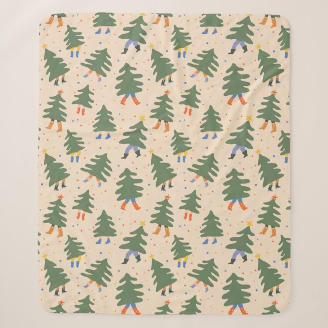 Couverture Sherpa Marche Whimsical Motif des arbres de Noël (Devant)