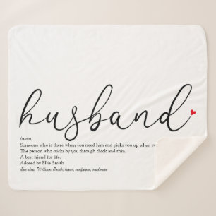 Couverture Sherpa Mari Écarlate Amour Cœur Élégant Script Définition