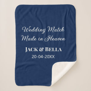 Couverture Sherpa Mariage Match fait au ciel mariage faveurs bleu