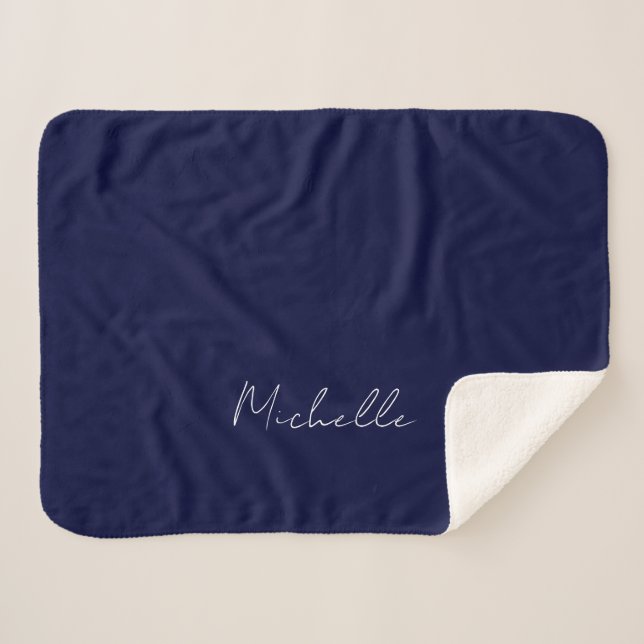 Couverture Sherpa Marine Bleu Couleur Plaque Moderne Nom Propre Call (Devant (Horizontal))