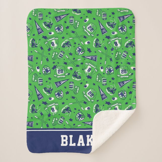 Couverture Sherpa Marine de vert de vitesse de hockey sur glace (Devant)