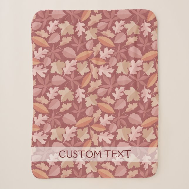 Couverture Sherpa Marsala motif feuille (Devant)