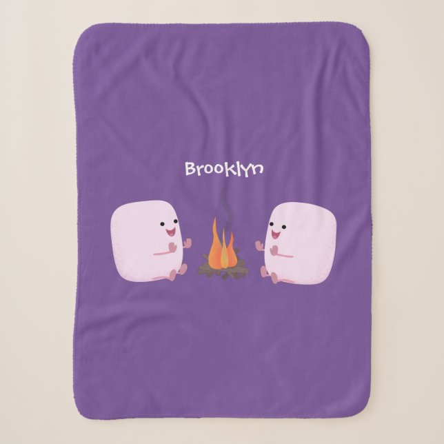 Couverture Sherpa Marshmallows mignons roses par dessin animé sur le (Devant)