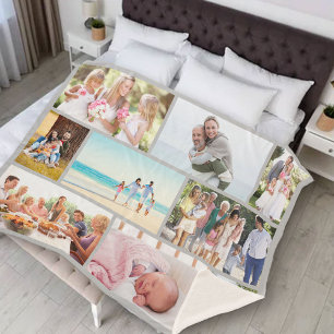 Couverture Sherpa Masonry Grid 9 Collage de photos gris clair