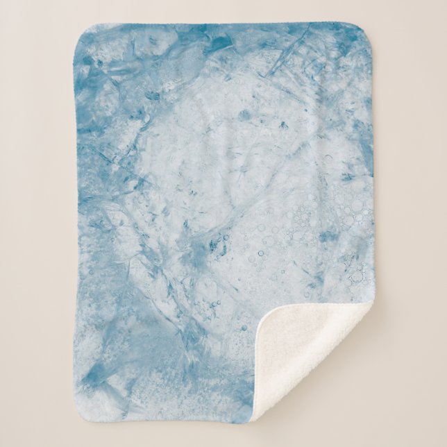 Couverture Sherpa Matelas à fleurs bleu et blanc (Devant)