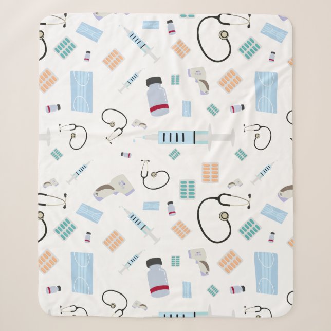 Couverture Sherpa Médecin de santé Motif Fournitures Médicales (Devant)