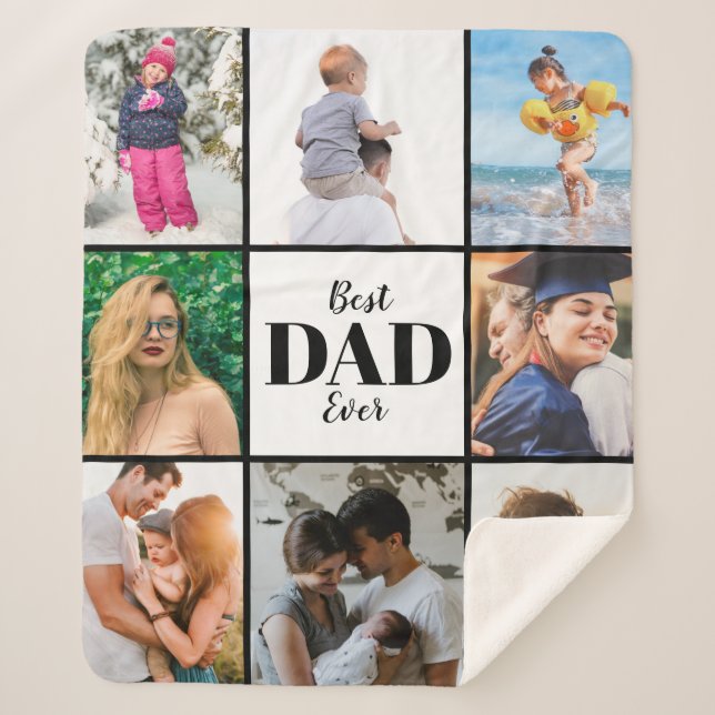Couverture Sherpa Meilleur papa Jamais Fête des pères photo de famil (Devant)