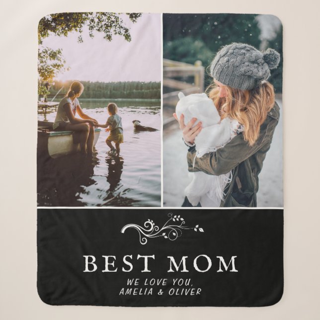 Couverture Sherpa Meilleure Maman Foliage Moderne 2 Photos Personnal (Devant)