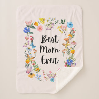 Couverture Sherpa Meilleure Maman Jamais Joli Fleurs sauvages Boho F