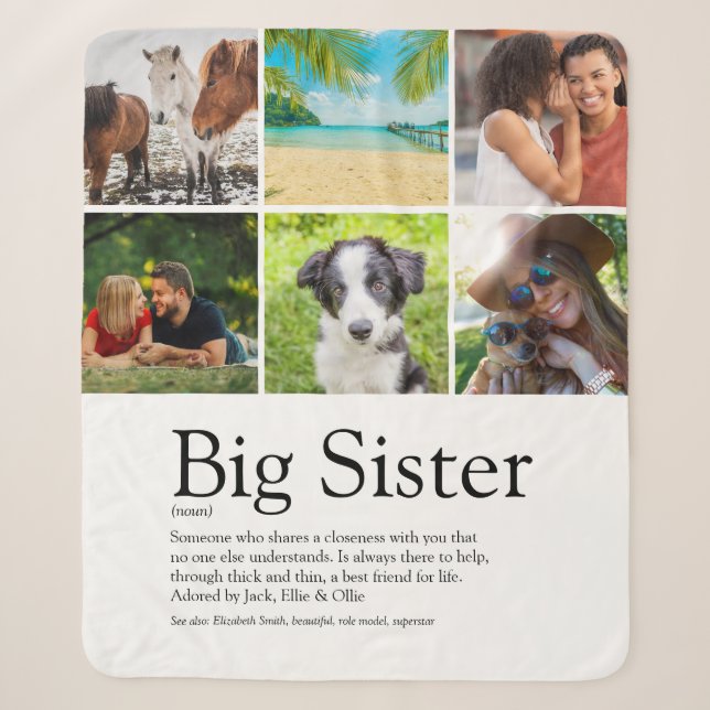 Couverture Sherpa Meilleure Soeur Ever 6 Photo Collage Moderne (Devant)