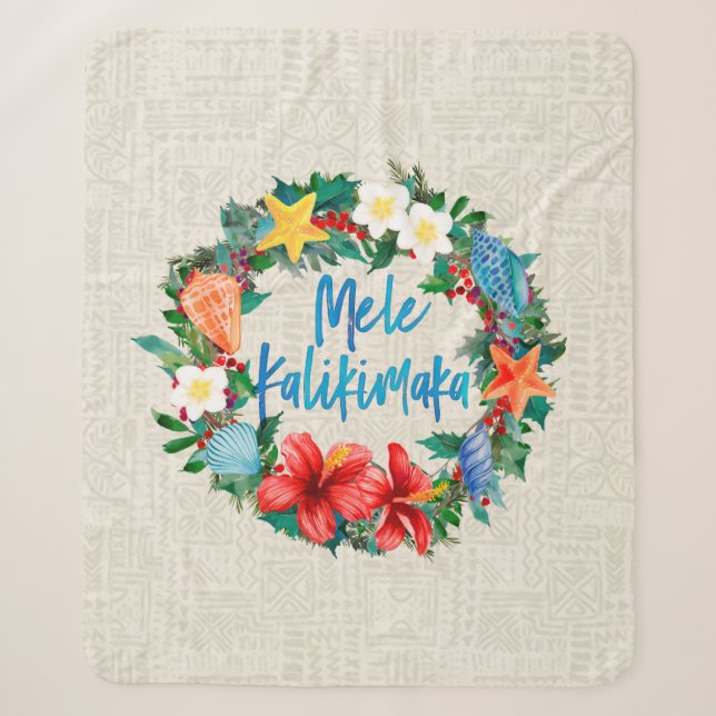 Couverture Sherpa Mele Kalikimaka Hawaiian Christmas Wreath (Devant)