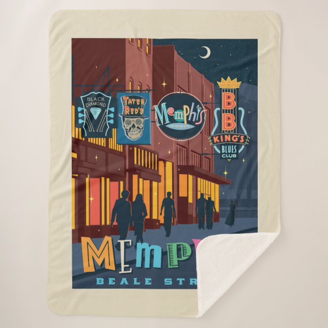 Couverture Sherpa Memphis, TN | Beale Street Neon (Devant)