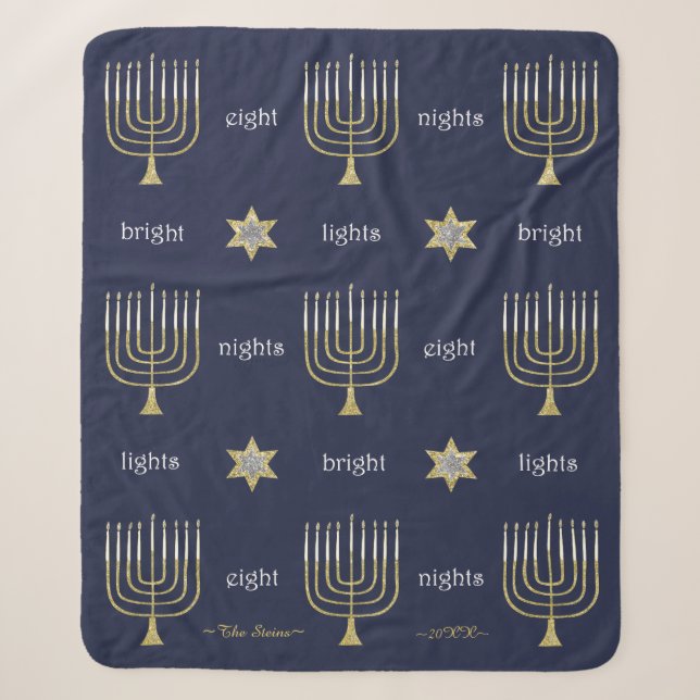 Couverture Sherpa Menorahs élégantes Sherpa Hanoukka Blanket/Moyen (Devant)