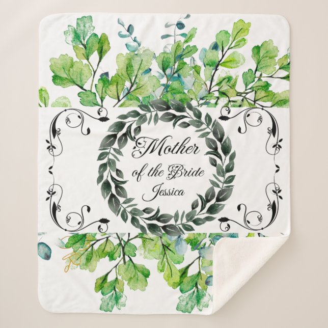 Couverture Sherpa Mère de la mariée Aquarelle Foliage Victorien (Devant)