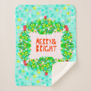 Couverture Sherpa Merry & Bright Wreath