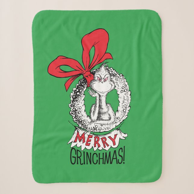 Couverture Sherpa Merry Grinchmas Wreath the Grinch (Devant)