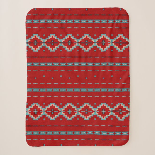Couverture Sherpa Mesas Sud-Ouest Rouge & Turquoise Petite (Devant)