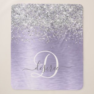 Couverture Sherpa Métal brossé violet Parties scintillant d'argent N