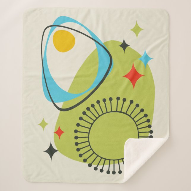 Couverture Sherpa Mi-siècle moderne Âge atomique 14 Vert, Bleu (Devant)