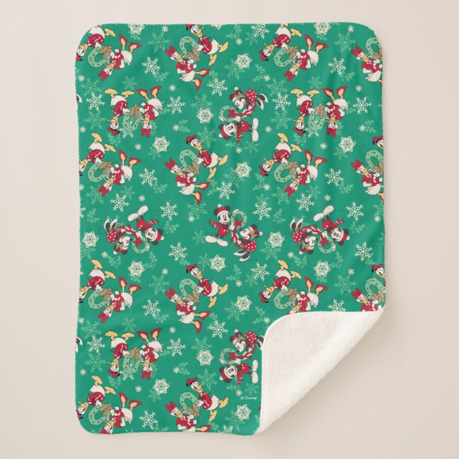 Couverture Sherpa Mickey et amis vintages | Hiver Motif (Devant)