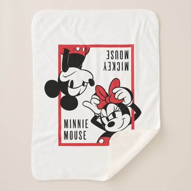 Couverture Sherpa Mickey et Minnie | Conception combinée mignonne (Devant)