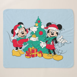 Couverture Sherpa Mickey et Minnie  Décorer l'arbre de Noël