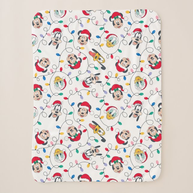 Couverture Sherpa Mickey & Friends | Motif des lumières de Noël (Devant)