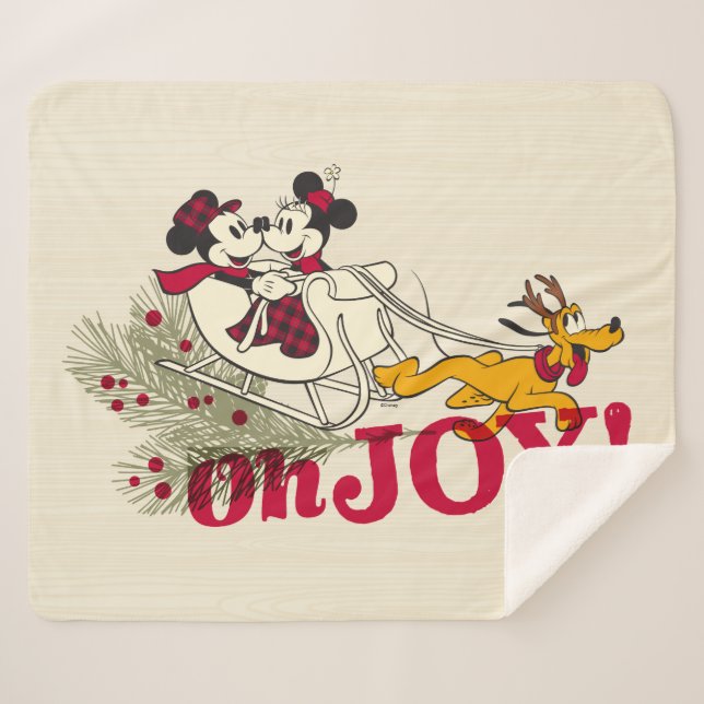 Couverture Sherpa Mickey & Minnie avec Pluto | Oh Joy ! (Devant (Horizontal))