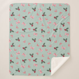 Couverture Sherpa Mickey & Minnie   Christmas Holly Motif