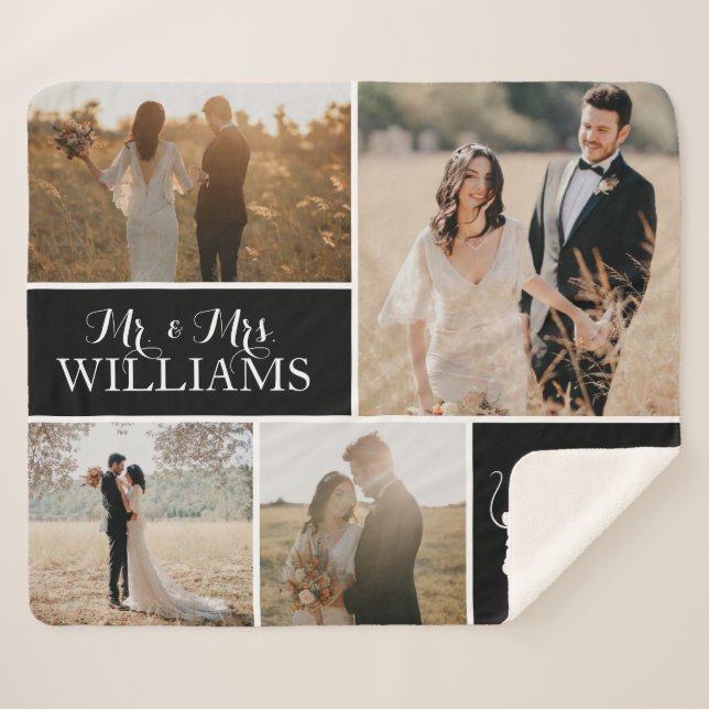 Couverture Sherpa Mickey & Minnie M. & Mrs Mariage Photo Collage (Devant (Horizontal))