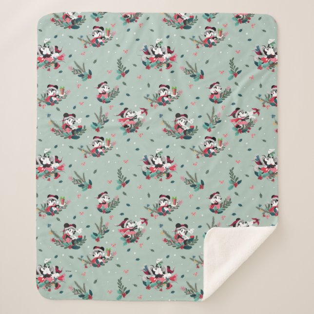Couverture Sherpa Mickey & Minnie | Motif de baisers de vacances (Devant)