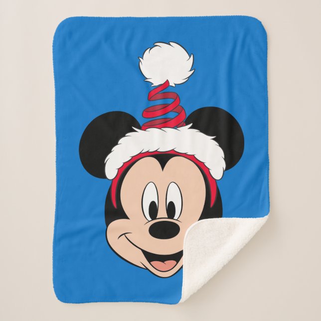 Couverture Sherpa Mickey Mouse | Casquette de Noël mignon (Devant)