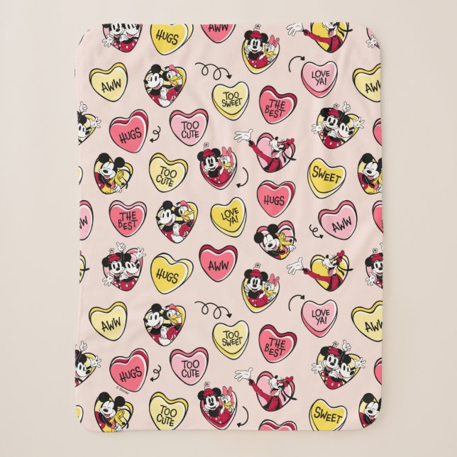 Couverture Sherpa Mickey Souris & Amis | Valentine Heart Candy (Devant)