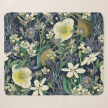 Midnight Floral Vintage Botanique Sherpa Blanket