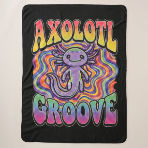 Couverture Sherpa Mignon Axolotl Hippie Groovy Art Rétro 70s Arc-en-