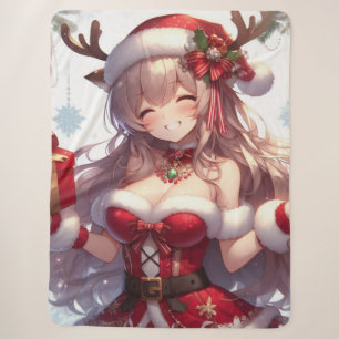 Couverture Sherpa mignonne fille de Noël anime